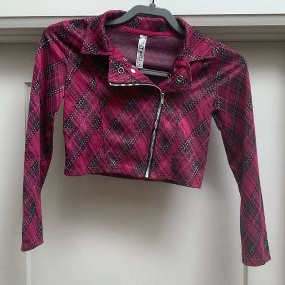 🇨🇦🍁💥Host Pick💥 Small Girls Zip Up Cropped Plaid Jacket🇨🇦🍁 - Picture 1 of 4